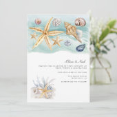 熱帯ビーチ海シェル結婚式招待状カード 招待状 (スタンド正面)