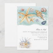 熱帯ビーチ海シェル結婚式招待状カード 招待状 (正面/裏面)