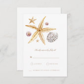 熱帯ビーチ海シェルRSVPカード 出欠カード (正面/裏面)