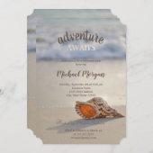 熱帯ビーチ海シーシェルリタイアメントパーティー 招待状 (正面/裏面)