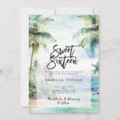 熱帯ビーチ海スウィート16パーティの招待状 招待状 (正面)