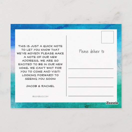 熱帯ビーチ海パームツリームービングアナウンス ポストカード (裏面)