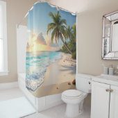 熱帯ビーチ海岸線 シャワーカーテン (インサイチュ)