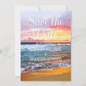 熱帯ビーチ海沿岸QRコード結婚ズ セーブザデート (正面)