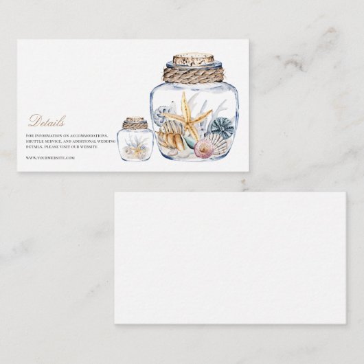 熱帯ビーチ海結婚シェル詳細 エンクロージャーカード (正面/裏面)