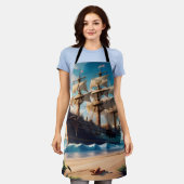 熱帯ビーチ海賊船 エプロン (着用した状態)