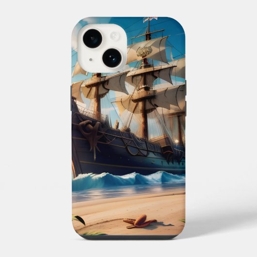 熱帯ビーチ海賊船 iPhoneケース (裏面)