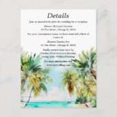 熱帯ビーチ目的地の結婚式詳細 エンクロージャーカード (正面)