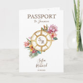 熱帯ビーチ目的地ウェディングパスポートQRコード 招待状 (正面)