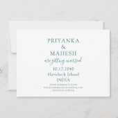 熱帯ビーチ目的地ウェディング飛行機ハート セーブザデート (裏面)