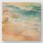 熱帯ビーチ砂と海 ストーンコースター (正面)