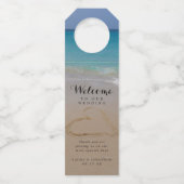 熱帯ビーチ砂ハート結婚式の引き出物 ボトルネックタグ (正面)