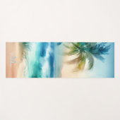 熱帯ビーチ砂波パームネームモノグラム ヨガマット (正面(横))