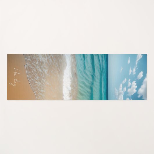 熱帯ビーチ砂海名前をカスタムする ヨガマット (正面(横))