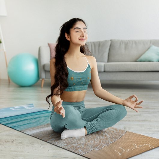 熱帯ビーチ砂海名前をカスタムする ヨガマット