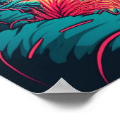 熱帯ビーチ素朴赤エレガント緑オレンジ ポスター (角)