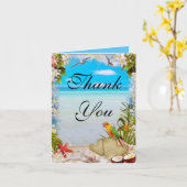 熱帯ビーチ結婚フローラサンキューカード カード (黄色い花)