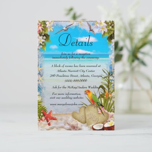 熱帯ビーチ結婚フローラ詳細 エンクロージャーカード (スタンド正面)