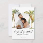 熱帯ビーチ結婚写真 サンキューカード (正面)