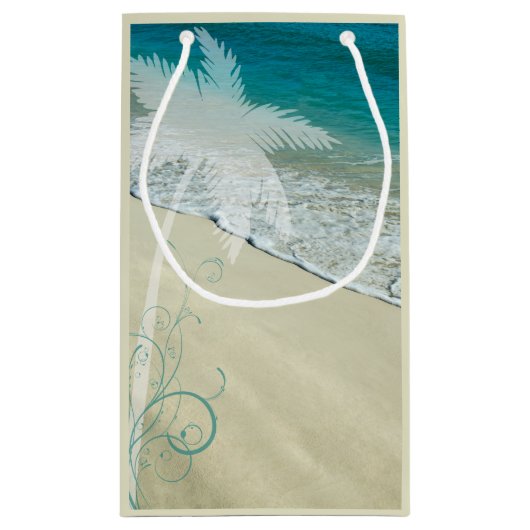 熱帯ビーチ結婚式おめでとう スモールペーパーバッグ (裏面)