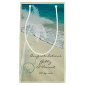 熱帯ビーチ結婚式おめでとう スモールペーパーバッグ (正面)
