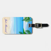 熱帯ビーチ結婚式たった今結婚しました ラゲッジタグ (正面横)