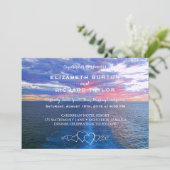 熱帯ビーチ結婚式の海の日没の招待状 招待状 (スタンド正面)