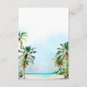 熱帯ビーチ結婚式ウィングウェル エンクロージャーカード (裏面)