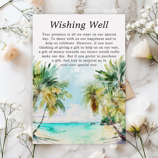 熱帯ビーチ結婚式ウィングウェル エンクロージャーカード