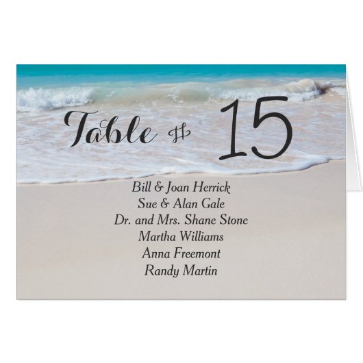 熱帯ビーチ結婚式テントテーブルカード (正面横)