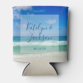 熱帯ビーチ結婚式パーソナライズされた海 缶クーラー (正面)