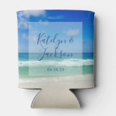 熱帯ビーチ結婚式パーソナライズされた海 缶クーラー (裏面)