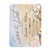 熱帯ビーチ結婚式ヒトデ保存日 マグネット (縦)