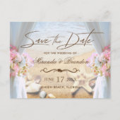 熱帯ビーチ結婚式ヒトデ保存日 案内ポストカード (正面)