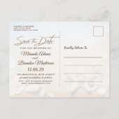 熱帯ビーチ結婚式ヒトデ保存日 案内ポストカード (裏面)