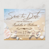 熱帯ビーチ結婚式ヒトデ保存日 案内ポストカード (正面)