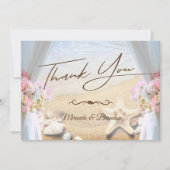 熱帯ビーチ結婚式ヒトデ サンキューカード (正面)