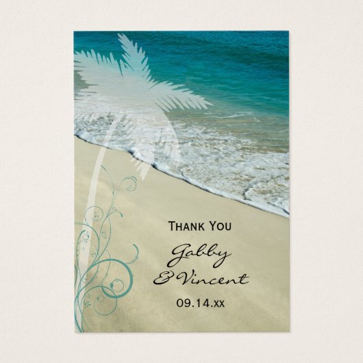 熱帯ビーチ結婚式メッセージカード (正面)