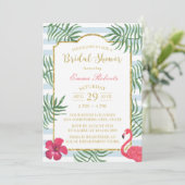 熱帯ビーチ結婚式モダンストライプブライダルシャワー 招待状 (スタンド正面)