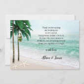 熱帯ビーチ結婚式写真サンキューカード サンキューカード (裏面)