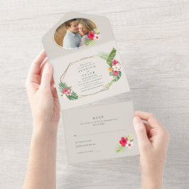 熱帯ビーチ結婚式写真 オールインワン招待状