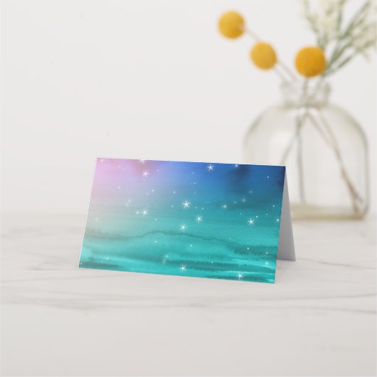 熱帯ビーチ結婚式座席表 |ヤシの木 プレイスカード (裏面)