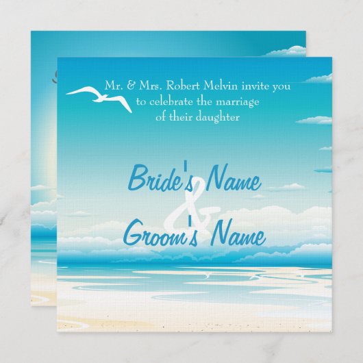 熱帯ビーチ結婚式招待状 招待状 (正面/裏面)