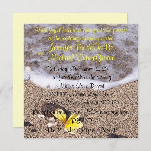 熱帯ビーチ結婚式招待状 招待状 (正面/裏面)