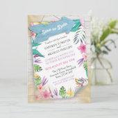 熱帯ビーチ結婚式招待状 – 日付を保存 セーブザデート (スタンド正面)