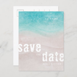 熱帯ビーチ結婚式水彩 案内ポストカード