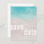 熱帯ビーチ結婚式水彩 案内ポストカード (正面/裏面)