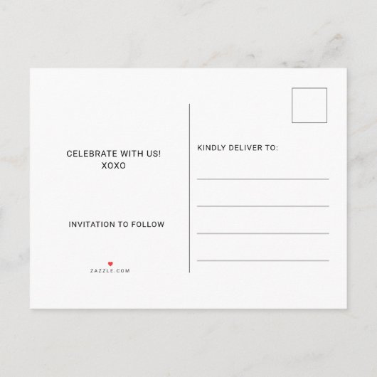 熱帯ビーチ結婚式水彩 案内ポストカード (裏面)