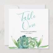 熱帯ビーチ結婚式表番号 招待状 (正面)