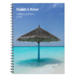 熱帯ビーチ結婚式計画の茅葺傘 ノートブック